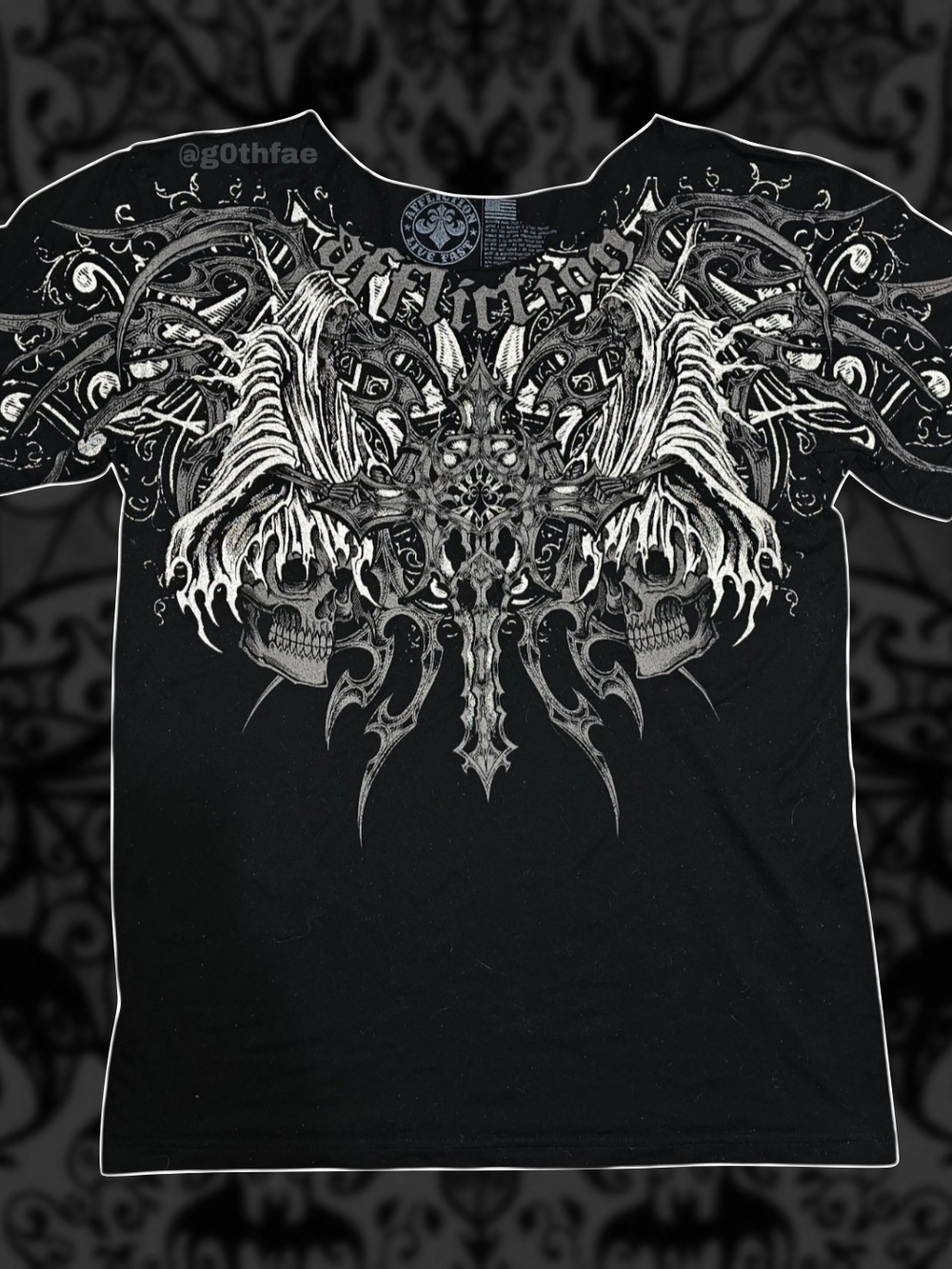 XL Affliction "Haunted Passage" Reflective Short Sleeve T-shirt - Skulls & Wings